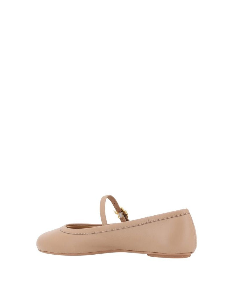 Gianvito Rossi Beige Calf Leather Bos Taurus Ballet Flats Glam Steals