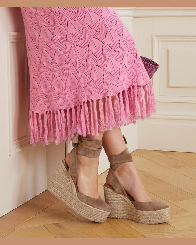 Gianvito Rossi Beige Calfskin Wedge Sandals Glam Steals