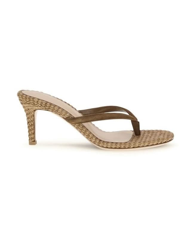 Gianvito Rossi Beige Raffia Stiletto Heel Sandals 