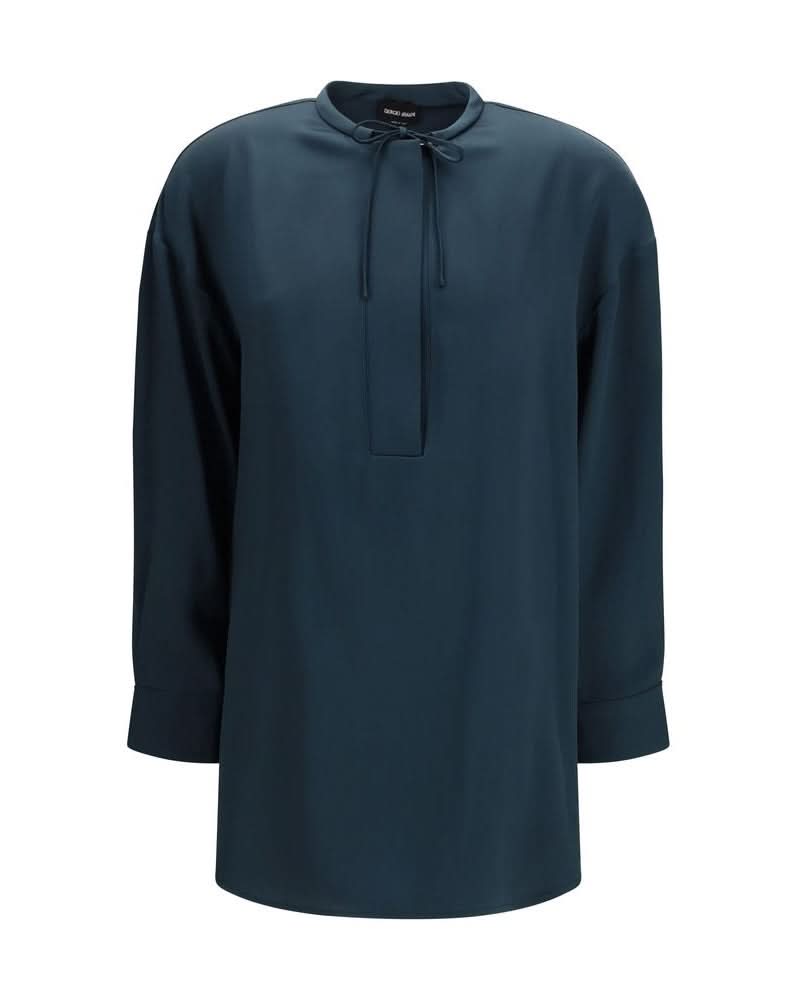 Giorgio Armani Blue Silk Blouse Glam Steals
