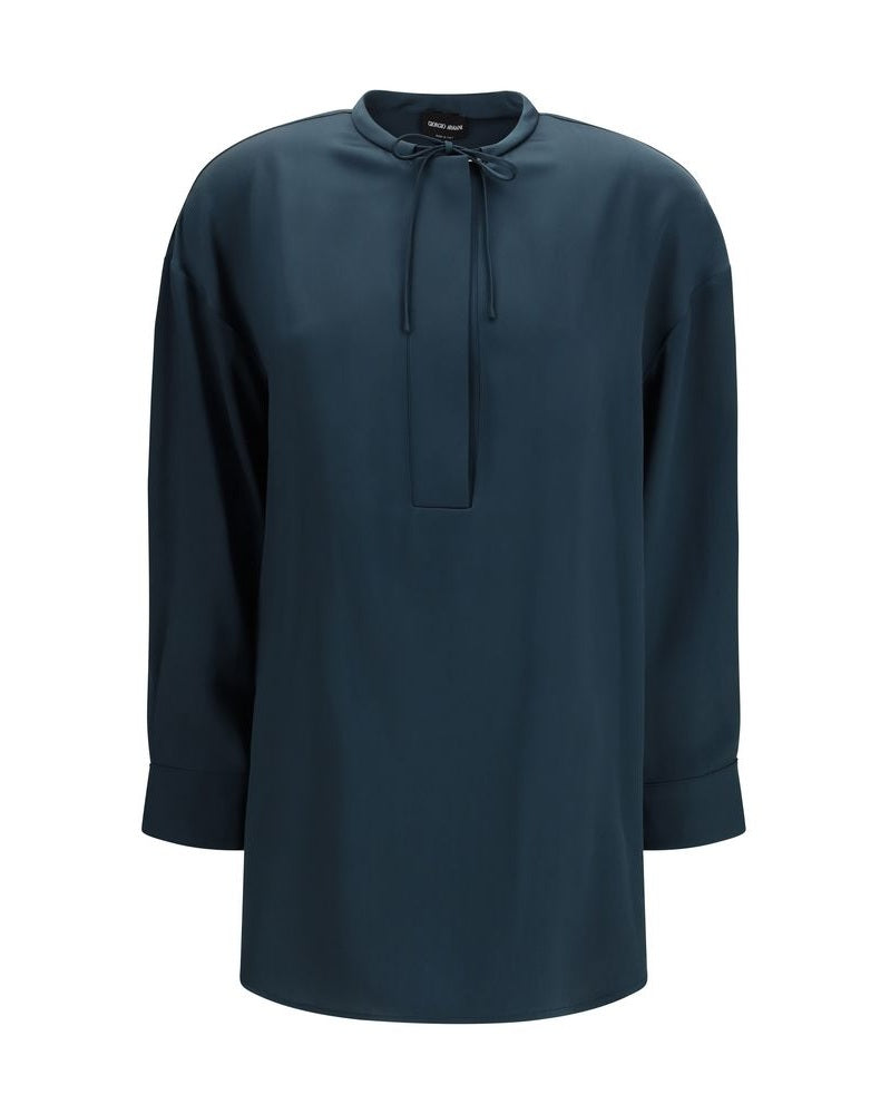 Giorgio Armani Blue Silk Blouse Glam Steals