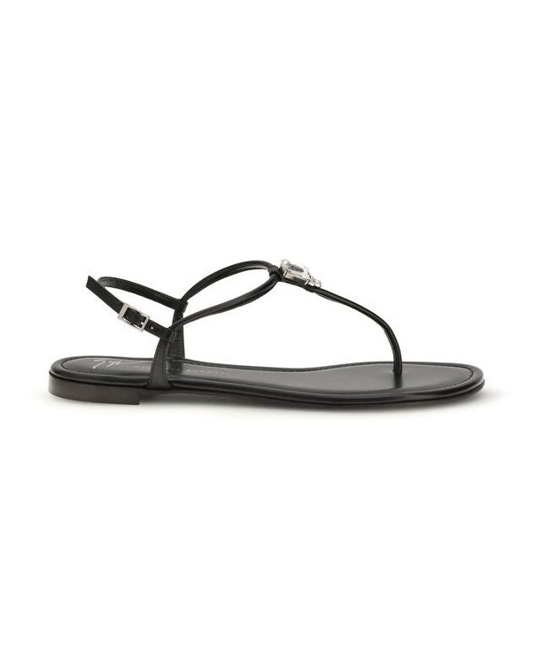 Giuseppe Zanotti Black Calf Leather Bos Taurus Flat Sandals Glam Steals