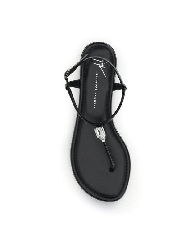 Giuseppe Zanotti Black Calf Leather Bos Taurus Flat Sandals Sandals