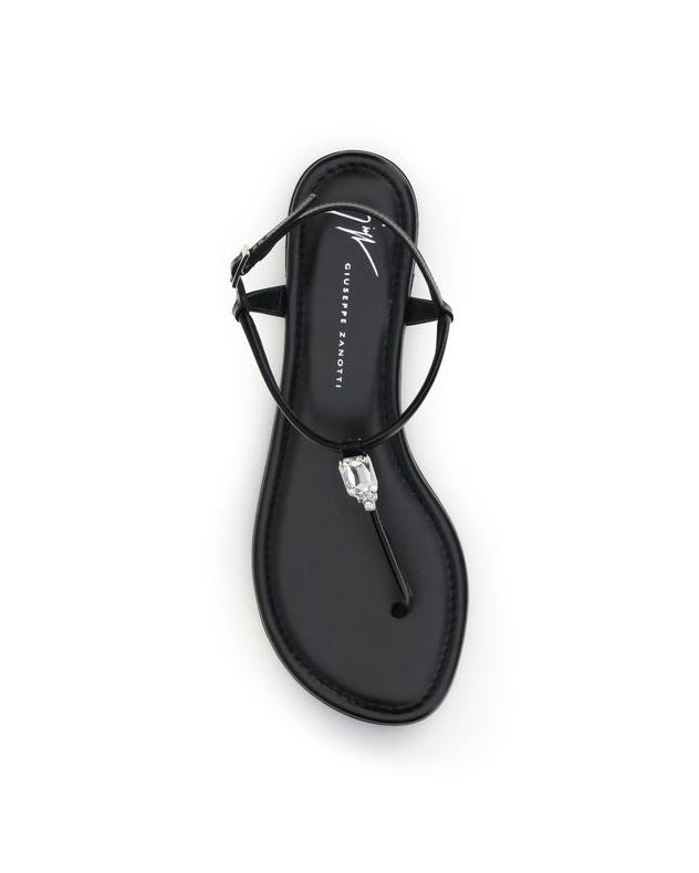 Giuseppe Zanotti Black Calf Leather Bos Taurus Flat Sandals Glam Steals