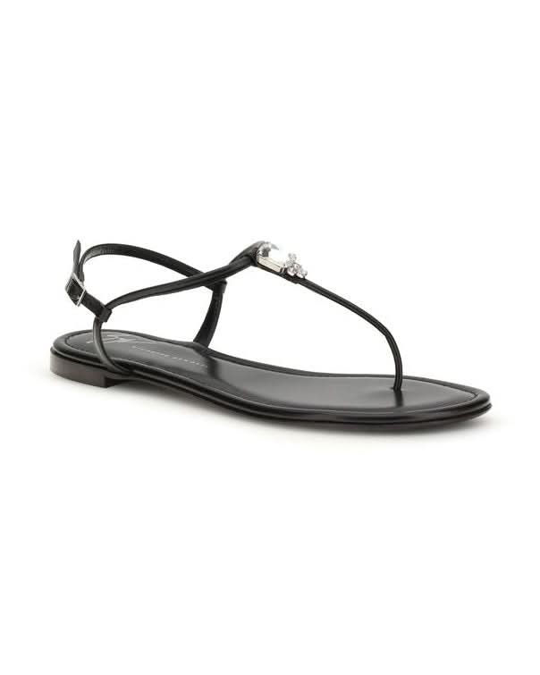Giuseppe Zanotti Black Calf Leather Bos Taurus Flat Sandals Sandals