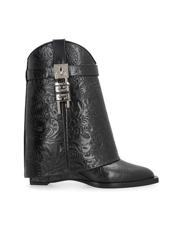 Givenchy Black Lace Calfskin Up Boots