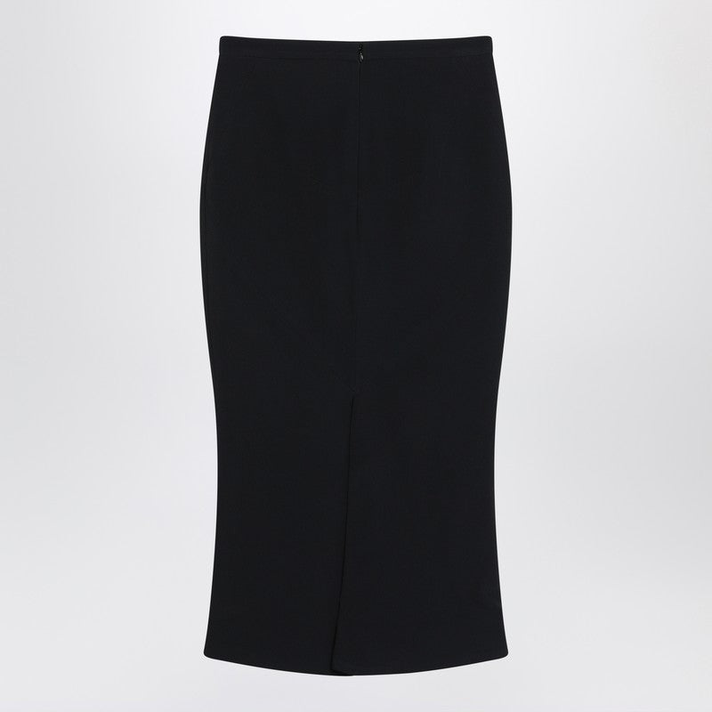 Givenchy Black Midi Skirt with Pleats On The Back Glam Steals
