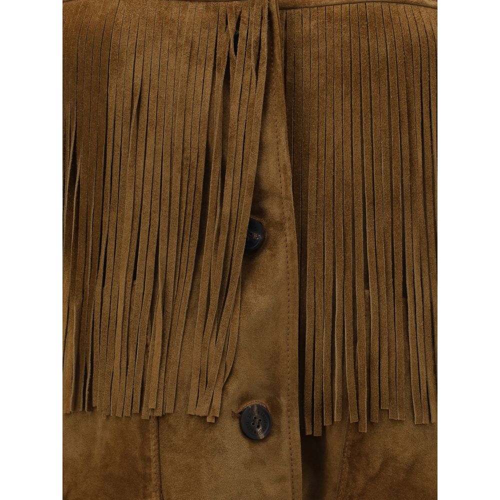 Golden Goose Suede Jacket With Fringe Glam Steals