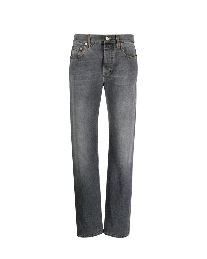 Gray Cotton Relaxed Fit Jeans