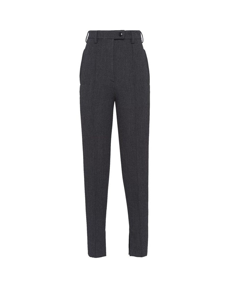 Gray Elastane Dress Pants