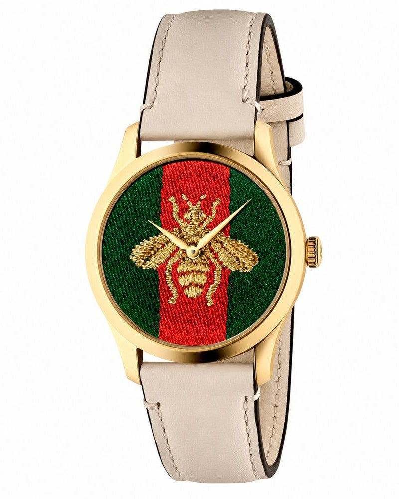 Gucci Beige Leather Watch Glam Steals