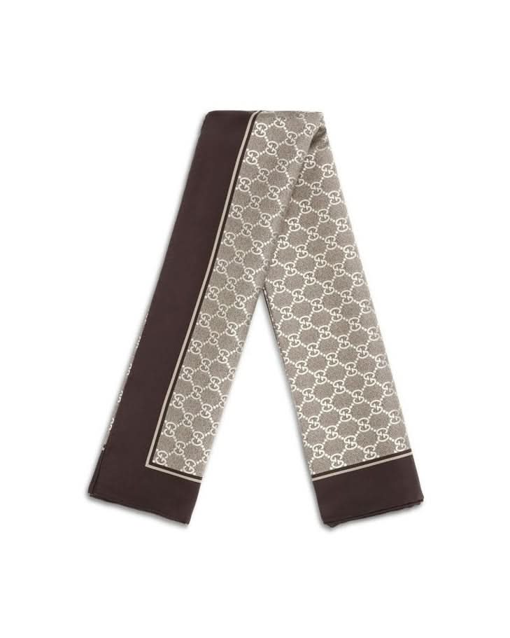 Gucci Beige Silk Scarf 