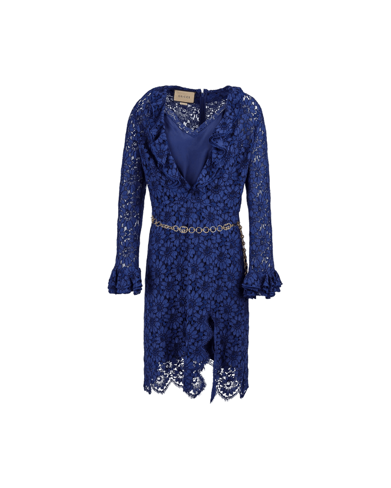 Gucci Blu Viscose And Cotton Mid Long Dress Glam Steals