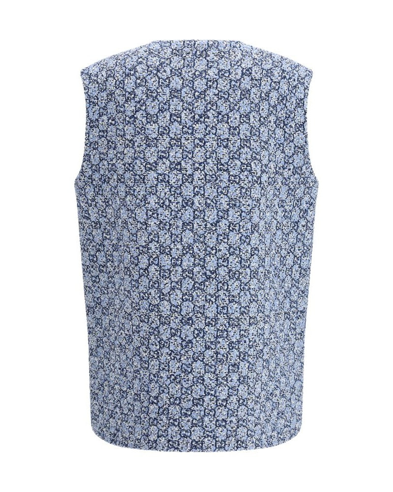 Gucci Blue Cotton Sleveless Jacket Glam Steals