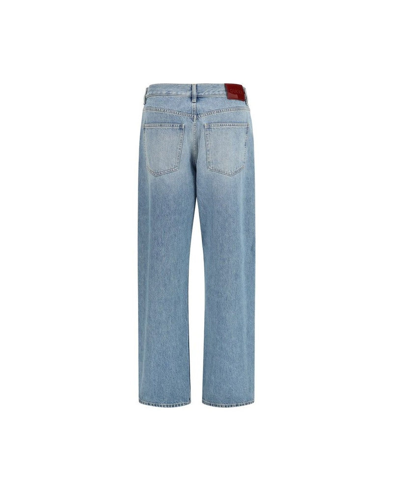 Gucci Blue Cotton Straight Leg Jeans Glam Steals