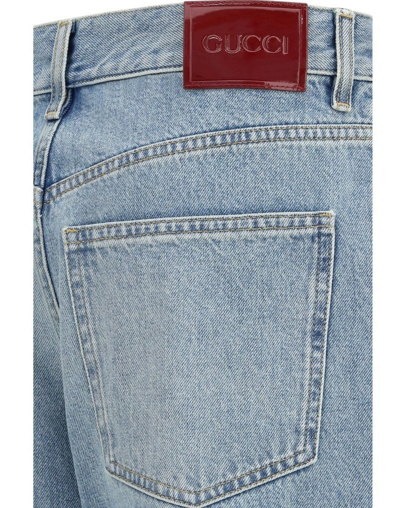 Gucci Blue Cotton Straight Leg Jeans Glam Steals