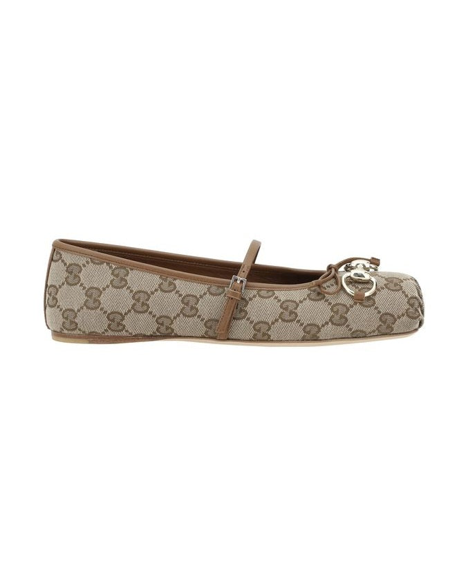 Gucci Brown Calf Leather Bos Taurus Ballet Flats