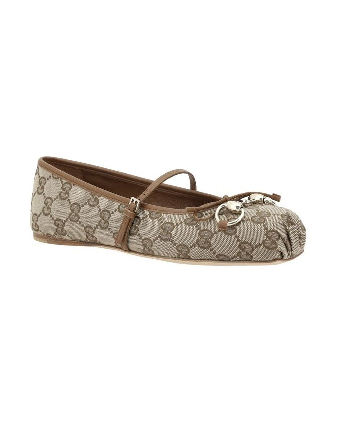 Gucci Brown Calf Leather Bos Taurus Ballet Flats