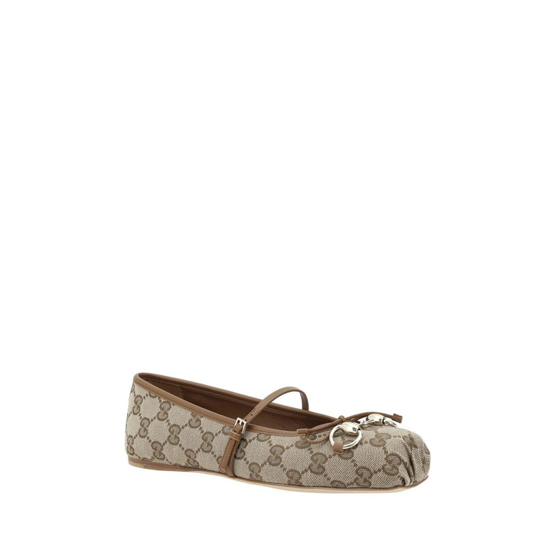 Gucci Brown Calf Leather Bos Taurus Ballet Flats