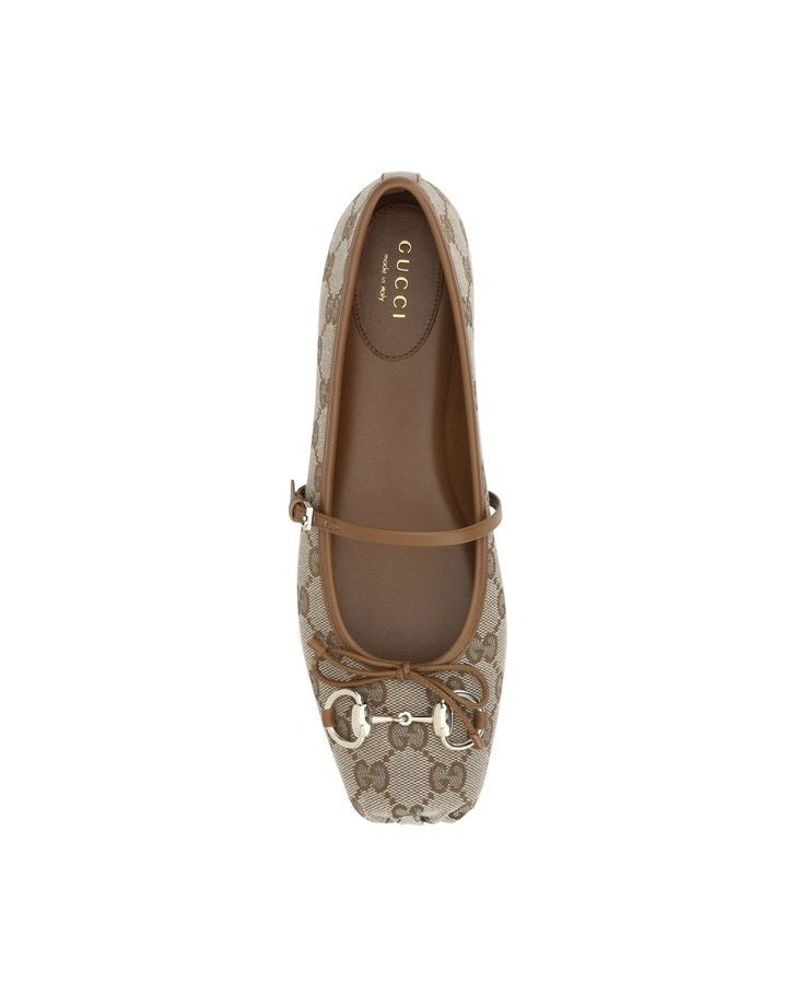 Gucci Brown Calf Leather Bos Taurus Ballet Flats