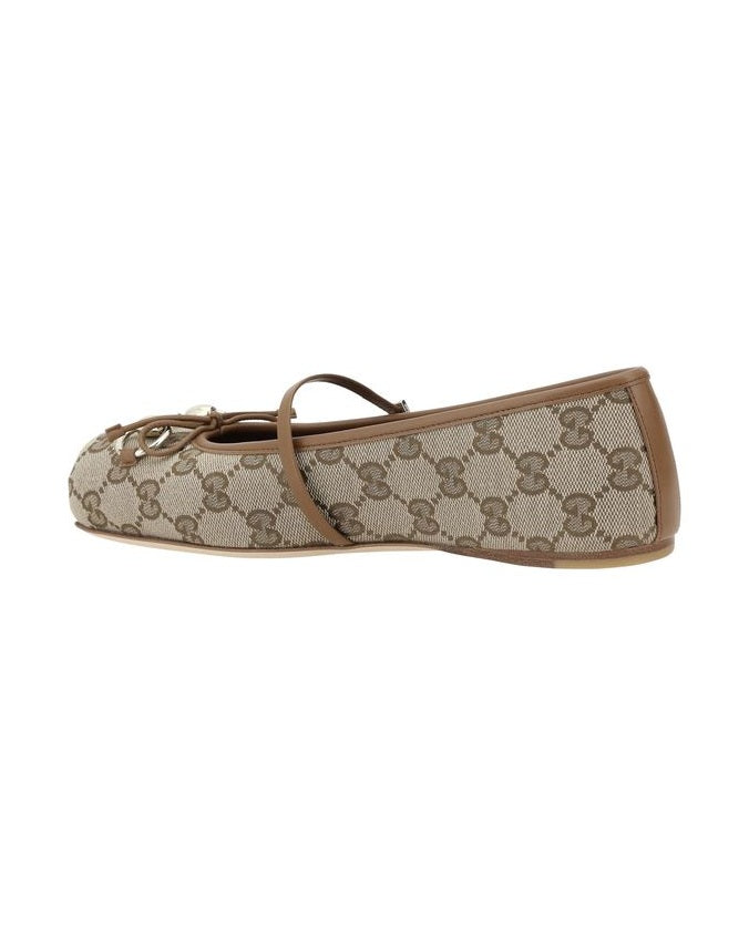 Gucci Brown Calf Leather Bos Taurus Ballet Flats
