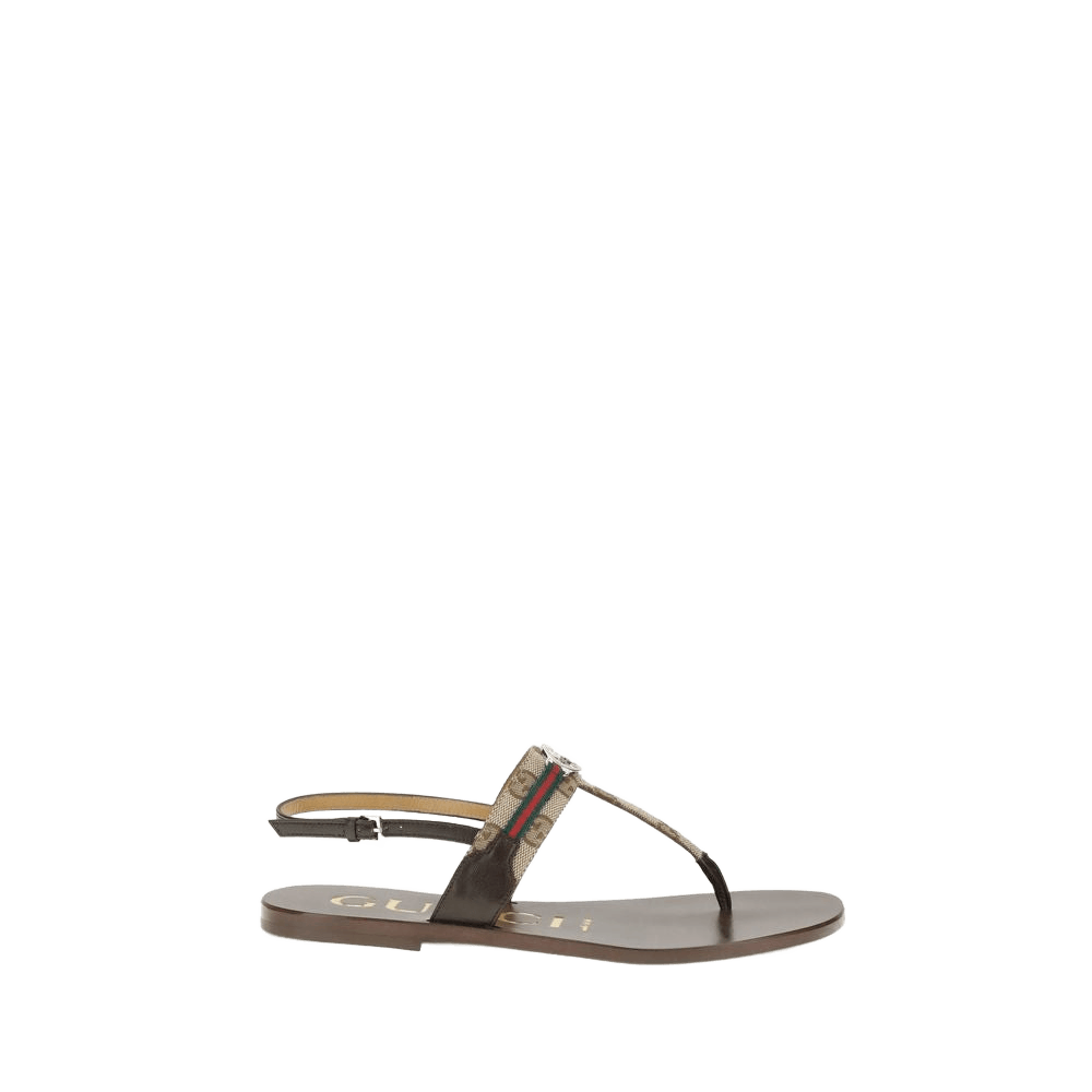 Gucci Brown Calf Leather Bos Taurus Flat Sandals