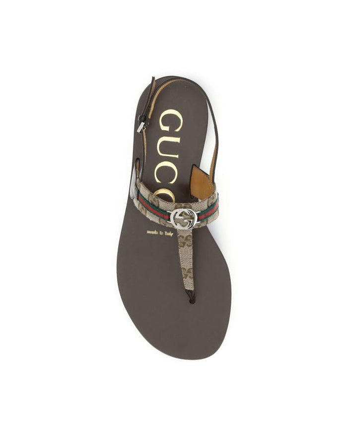 Gucci Brown Calf Leather Bos Taurus Flat Sandals Glam Steals