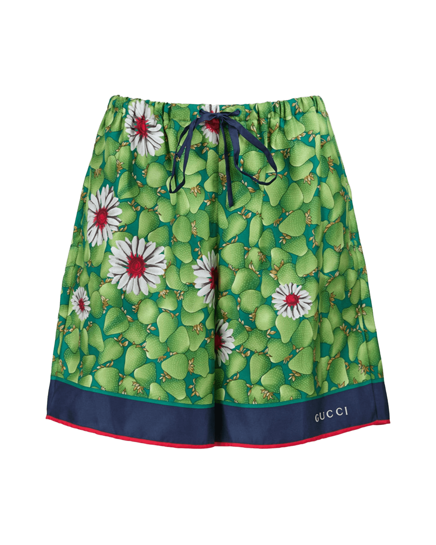 Gucci Green Flower Printed Silk Shorts Glam Steals