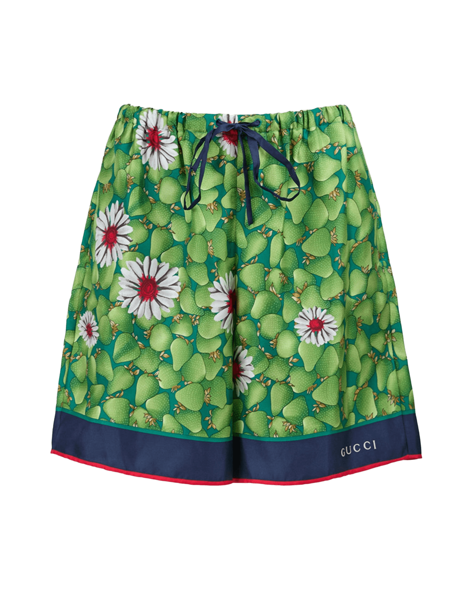 Gucci Green Flower Printed Silk Shorts Glam Steals