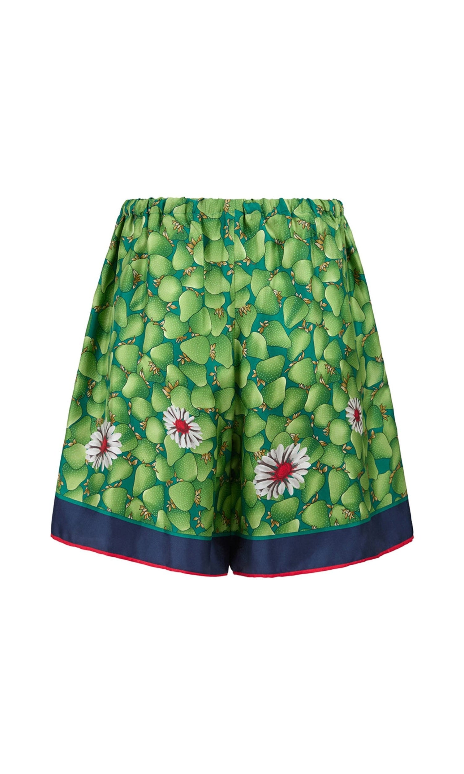 Gucci Green Flower Printed Silk Shorts Glam Steals