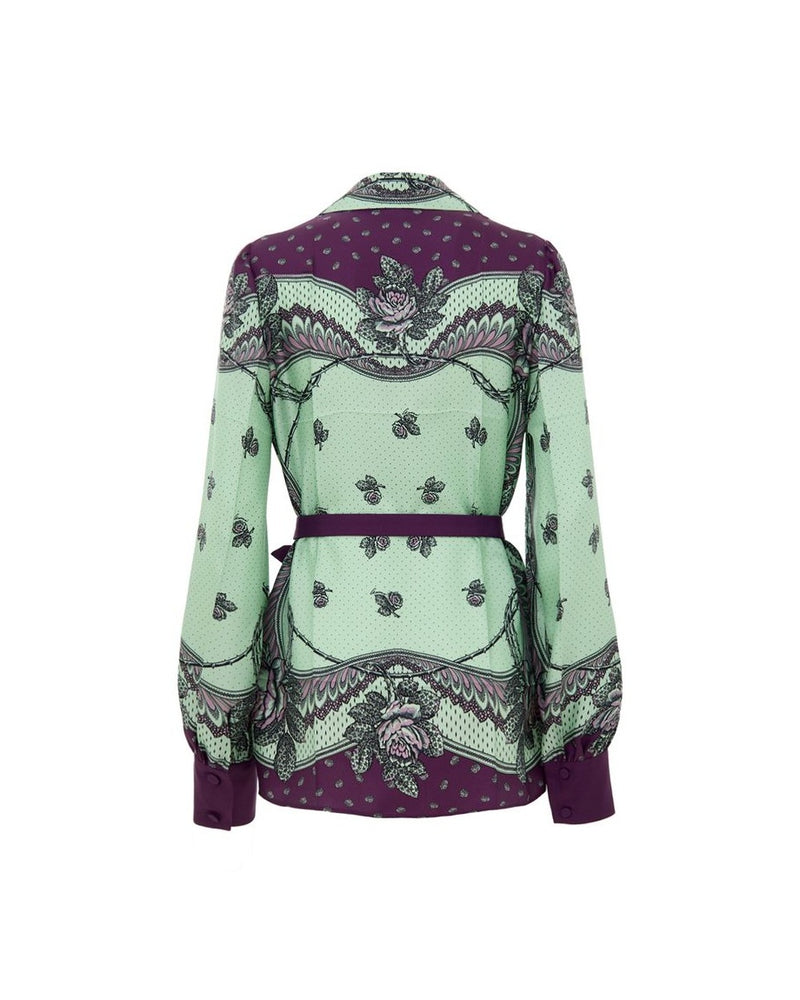 Gucci Green Silk Pattern Shirt 