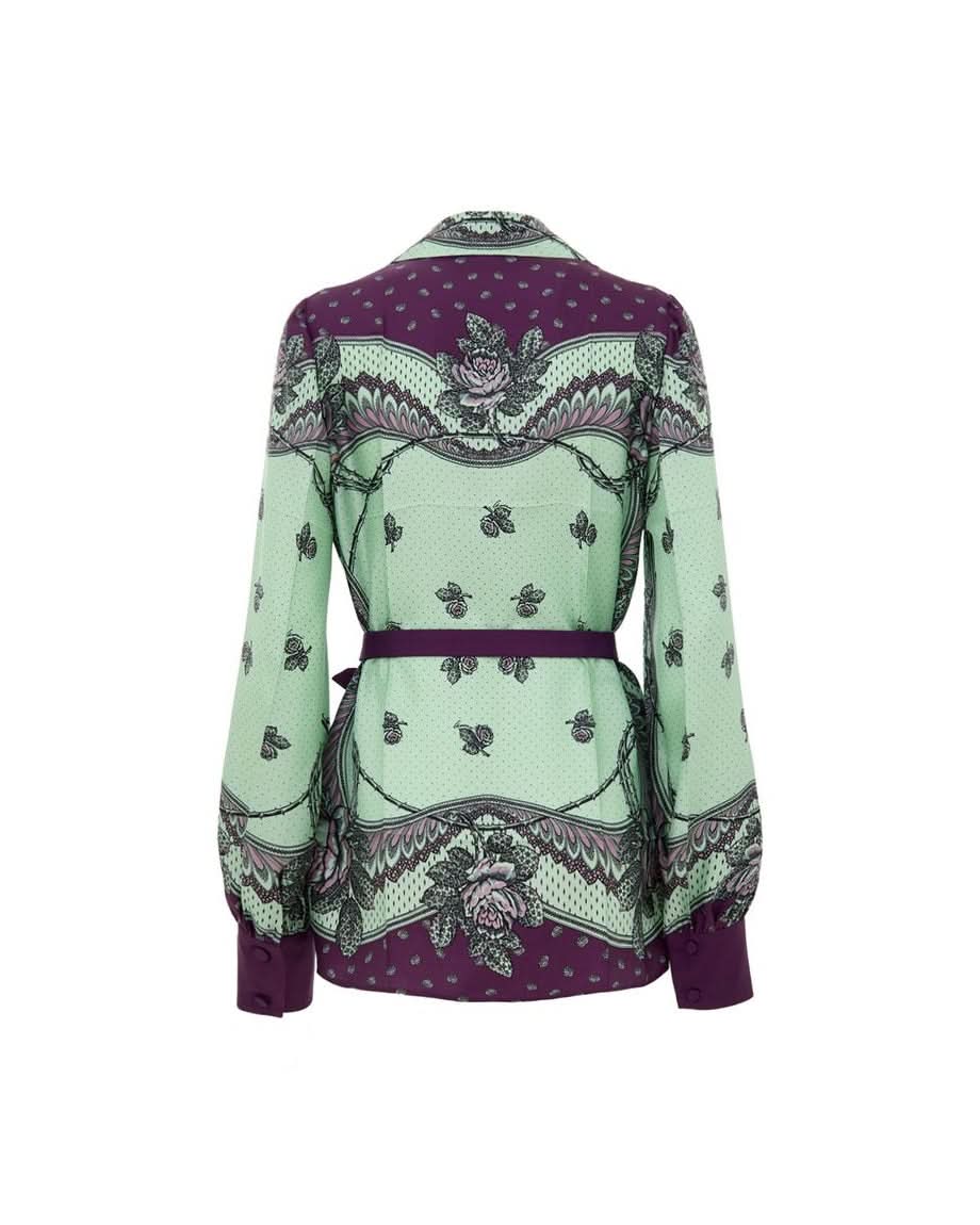 Gucci Green Silk Pattern Shirt 