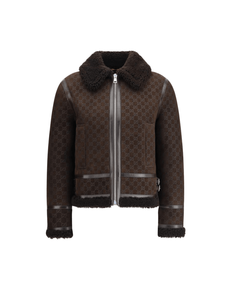 Gucci Leather Jacket with Gg Motif Glam Steals