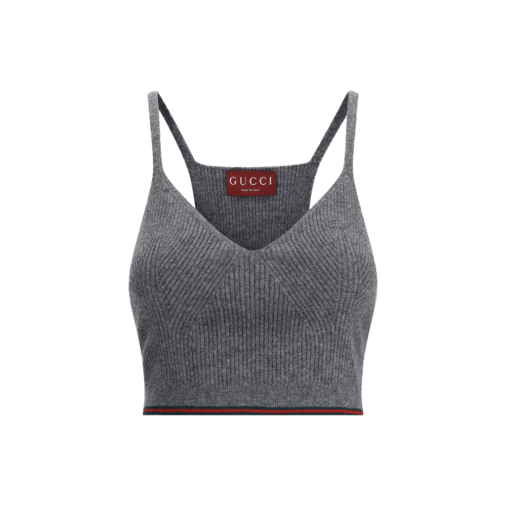 Gucci V Neck Ribbed Top