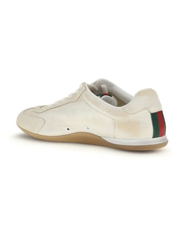 Gucci White Calf Leather Bos Taurus Low Top Sneakers 