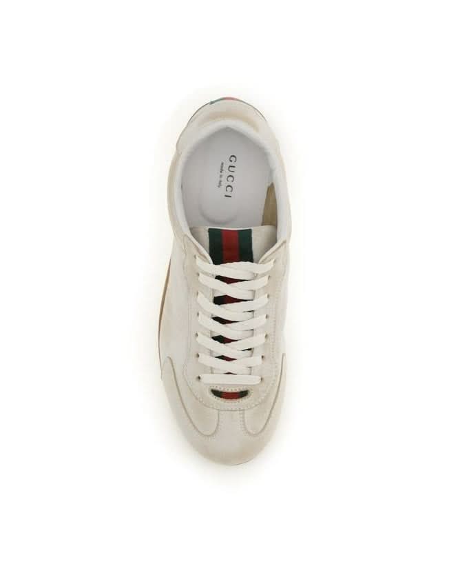 Gucci White Calf Leather Bos Taurus Low Top Sneakers 