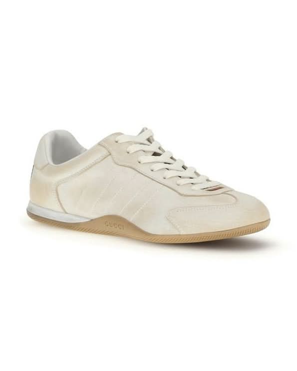 Gucci White Calf Leather Bos Taurus Low Top Sneakers 