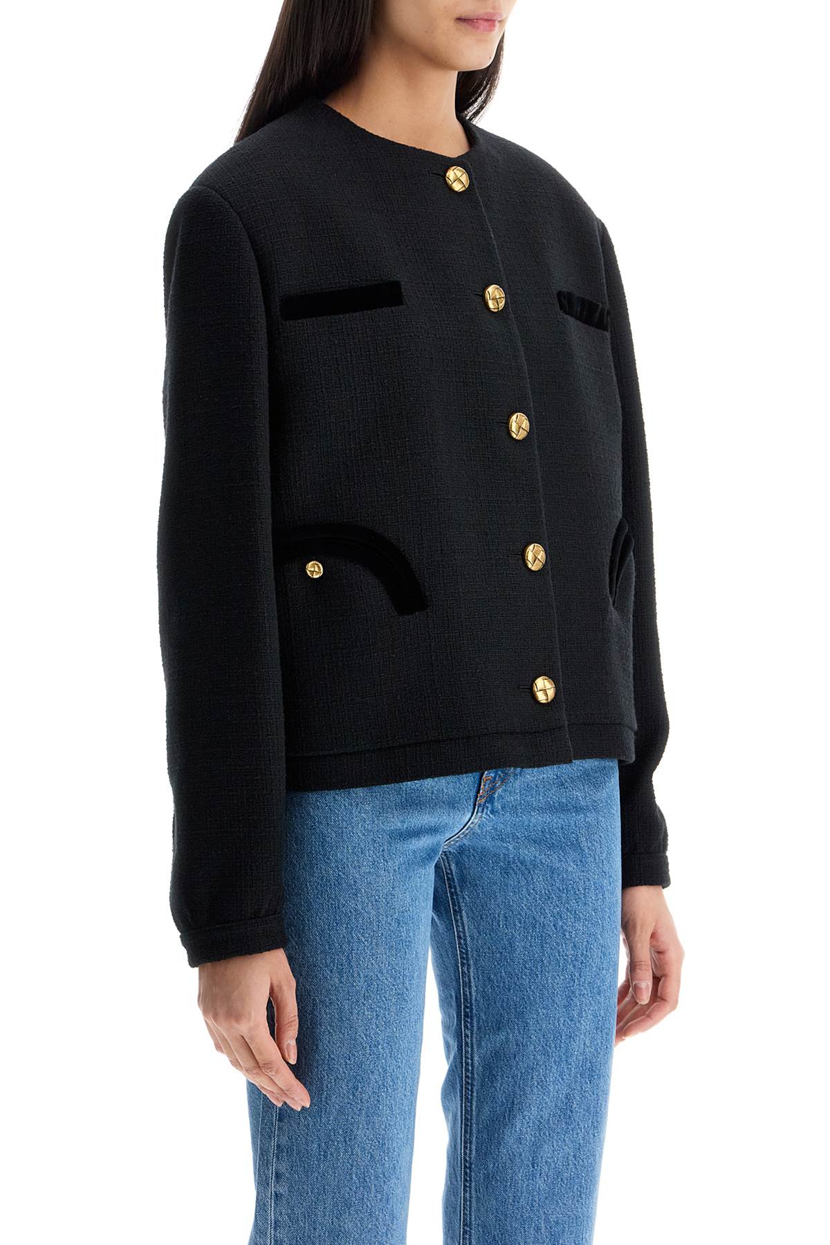 Blaze Milano Cropped Cotton Bolero With Golden Black Buttons