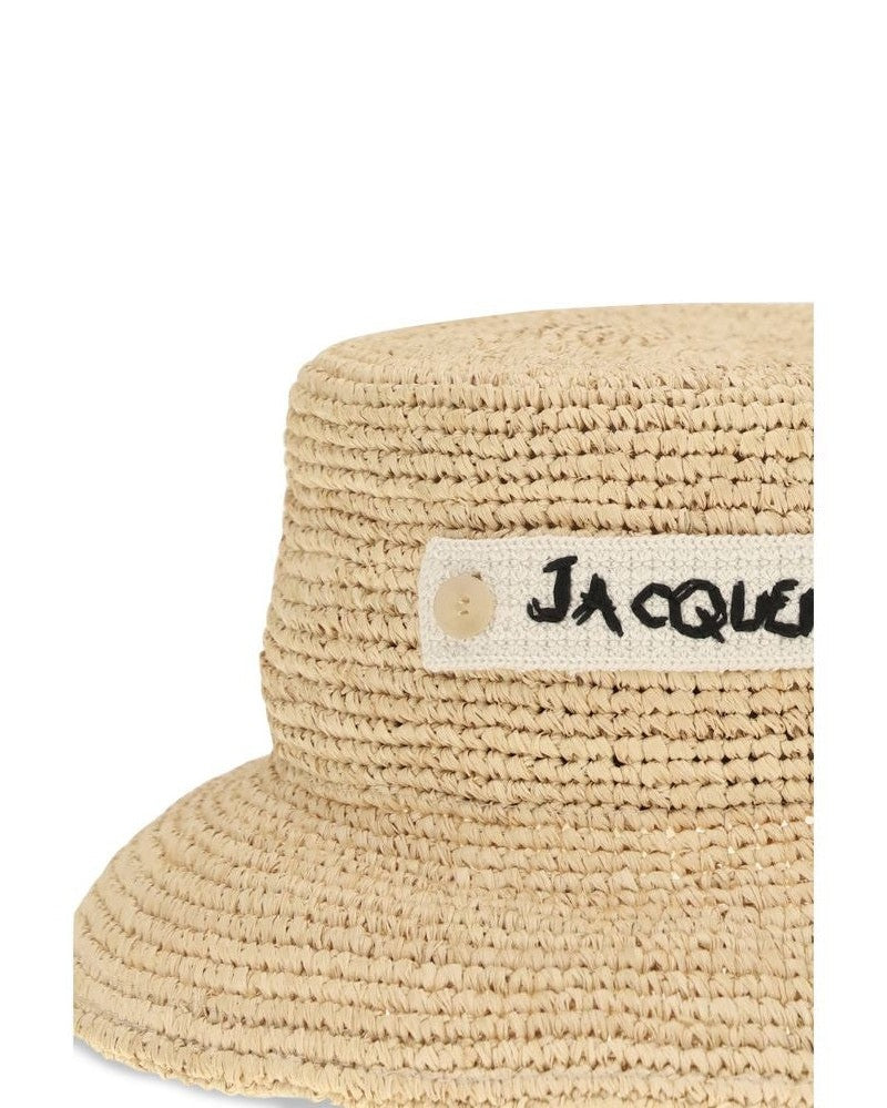 Jacquemus Beige Raffia Bucket Hat 