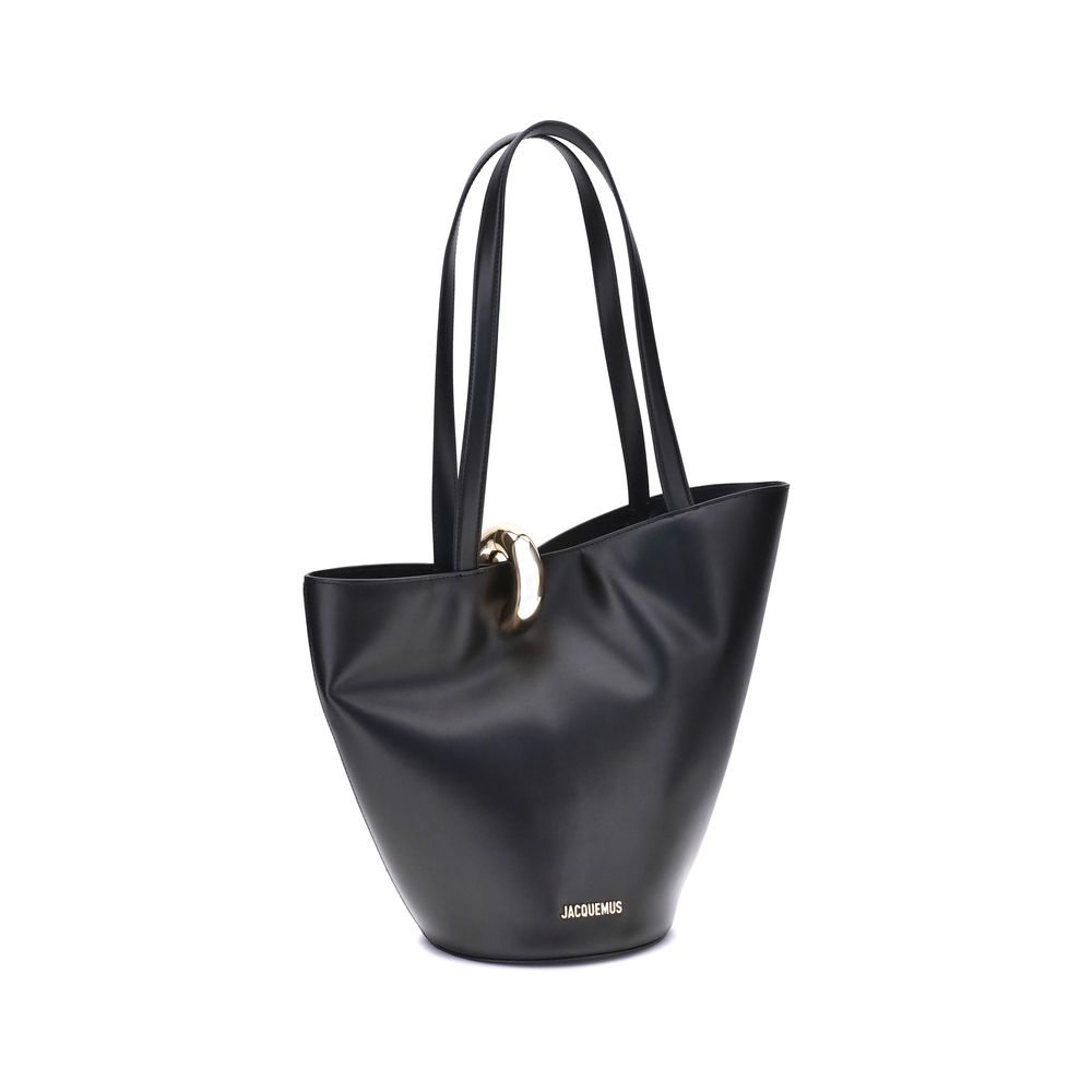 Jacquemus Black Calf Leather Bos Taurus Shoulder Bag Glam Steals