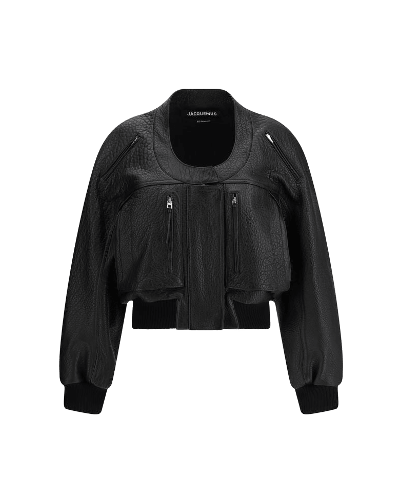 Jacquemus Black Leather Lamb Sweatshirt Glam Steals