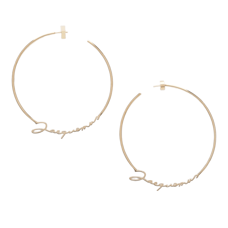 Jacquemus Gold Hoop Earrings with Logo Glam Steals