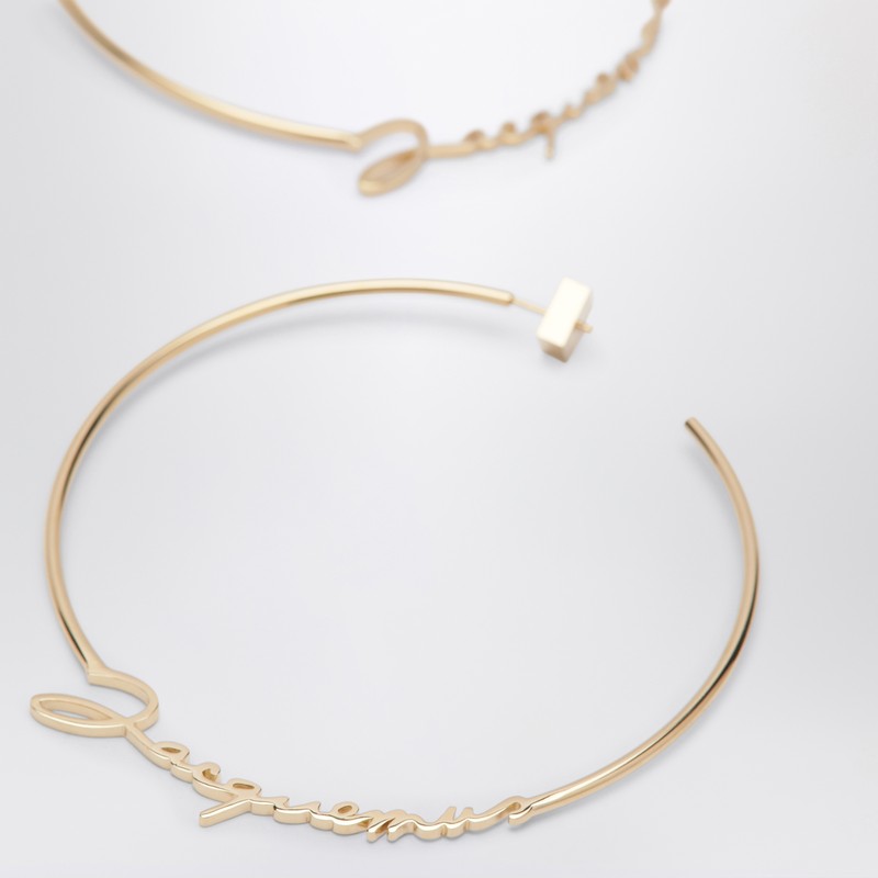 Jacquemus Gold Hoop Earrings with Logo Glam Steals
