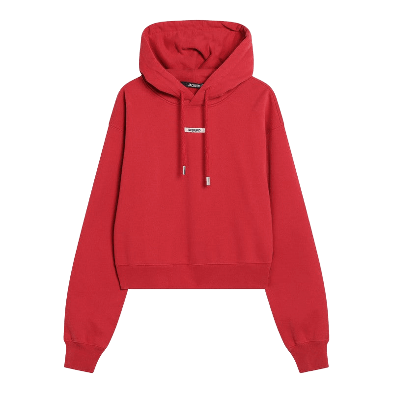 Jacquemus Red Hoodie with Logo Patch Glam Steals