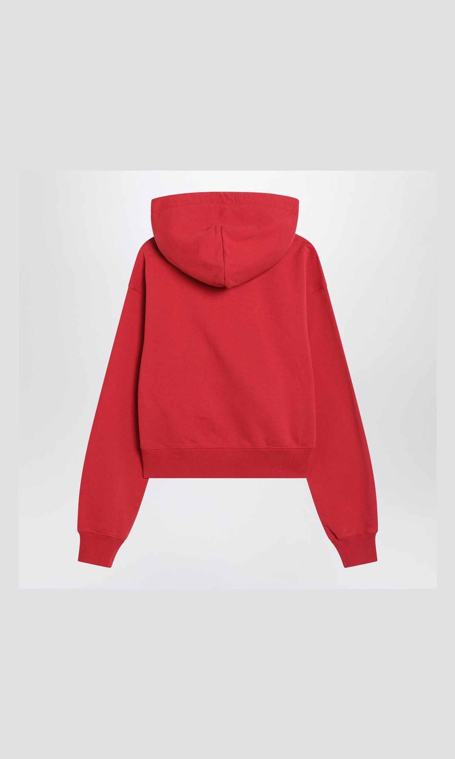 Jacquemus Red Hoodie with Logo Patch Glam Steals