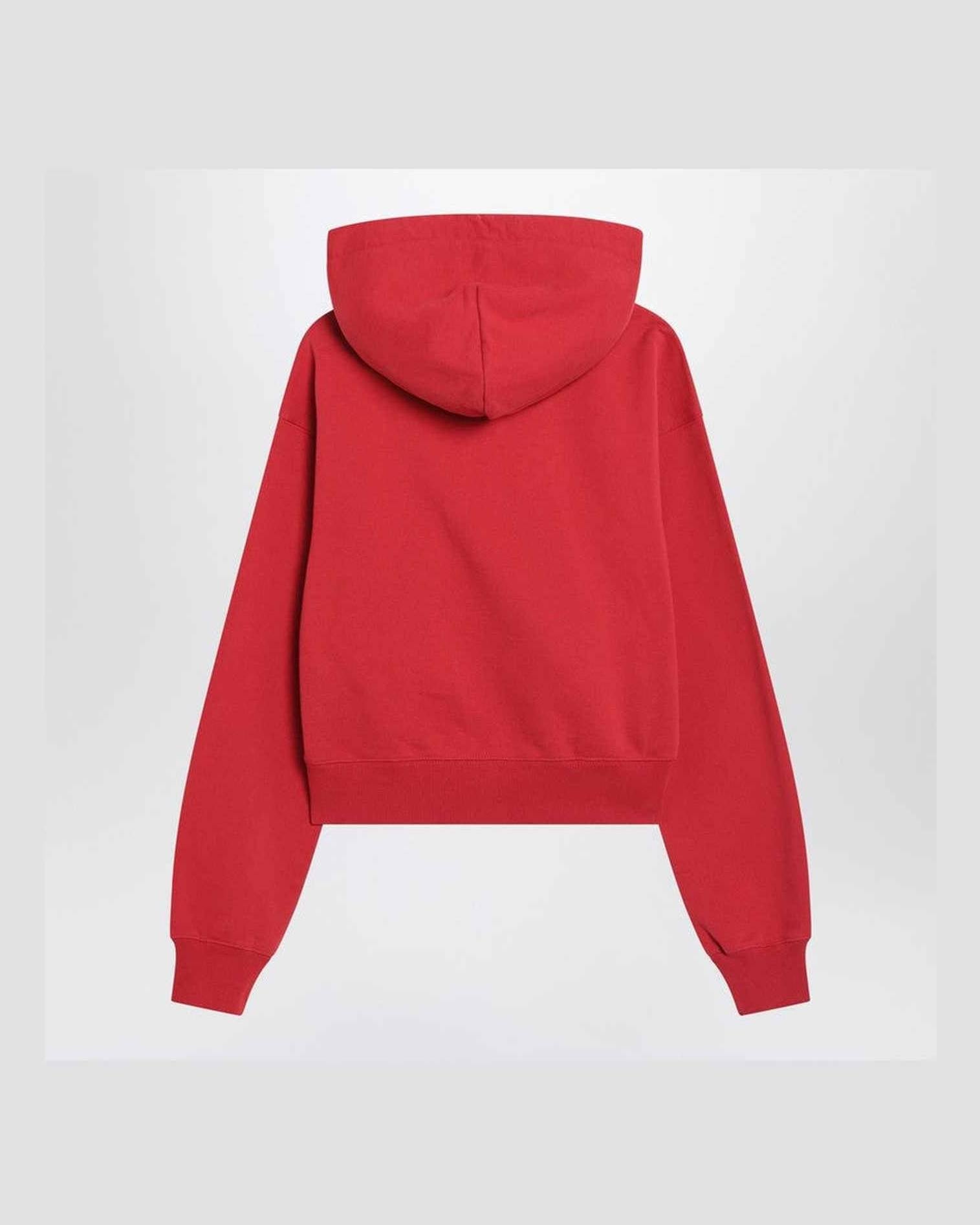 Jacquemus Red Hoodie with Logo Patch Glam Steals