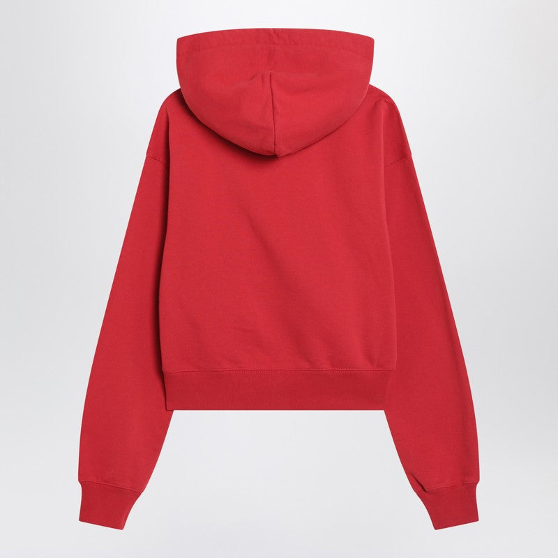 Jacquemus Red Hoodie with Logo Patch Glam Steals