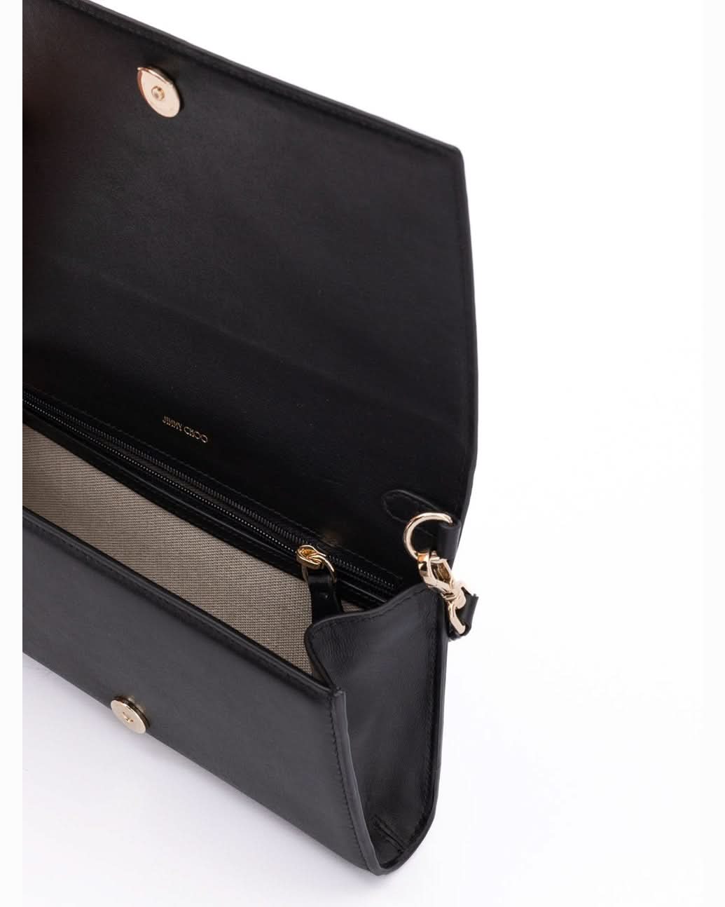 Jimmy Choo Black Leather Avenue Shoulder Strap Bag Glam Steals