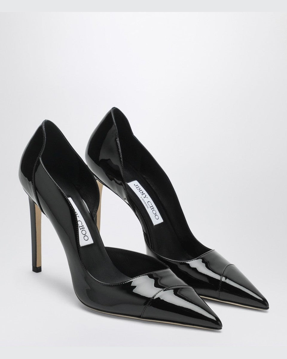 Jimmy Choo Black Leather Brigitte 100 Pumps in Patent Glam Steals