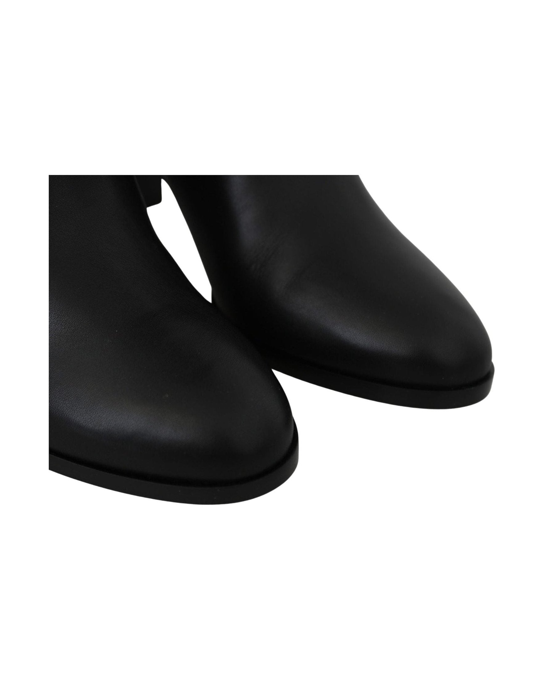 Jimmy Choo Black Leather Elegant Calf Heeled Boots Glam Steals